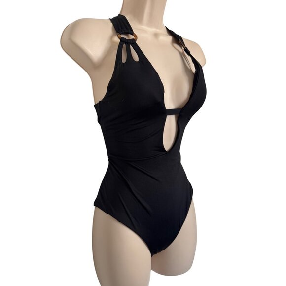 Becca One Piece Swimsuit Size Medium Black Padded Adjustable Lace Back NWT $138 - Picture 9 of 11